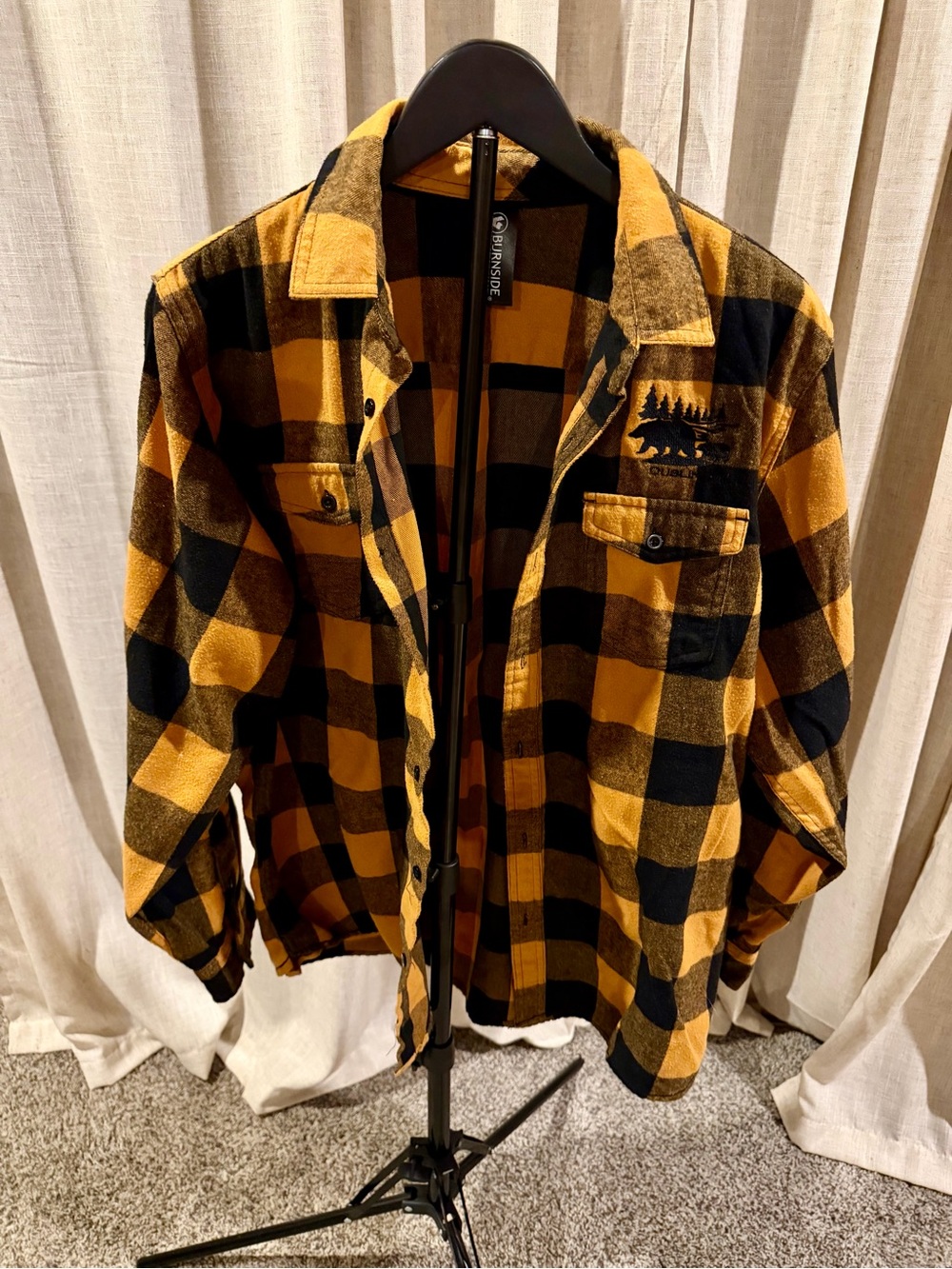 burnside Yellow and Black Buffalo Plaid Shirt